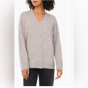 NEW Halogen V Neck Cozy Button Up Cardigan Large Gray